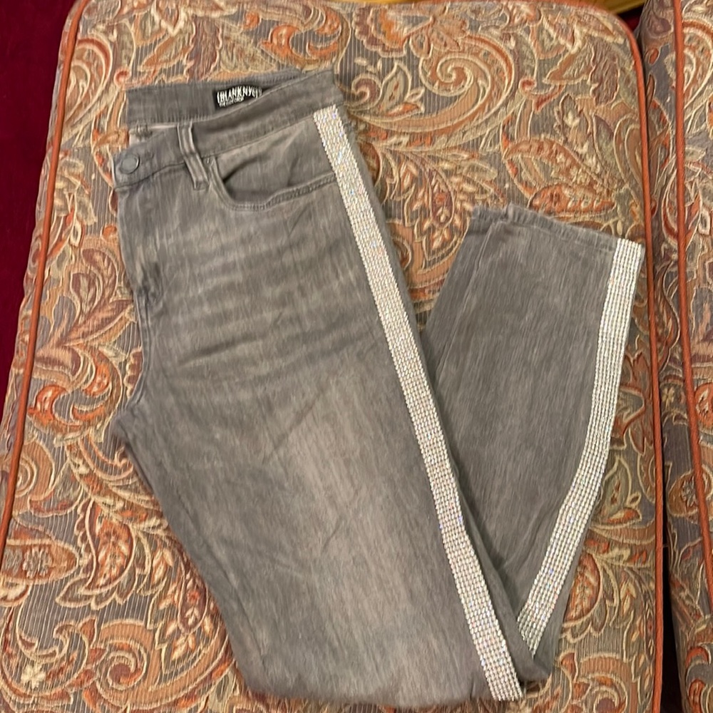 Only Worn ONCE BlankNYC Gray Denim Skinny Leg Jeans with Rhinestone Band.